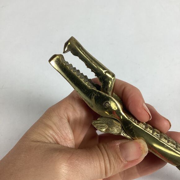 Vintage Solid Brass Alligator Crocodile Nutcracker - Picture 6 of 15